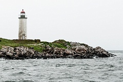 Dirty Franklin Island Light Over Rocky Shore - Gritty Look